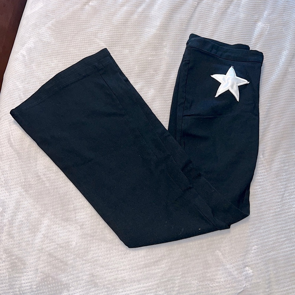 Women's SHEIN Black Flared Pants with Star Patches – Size M